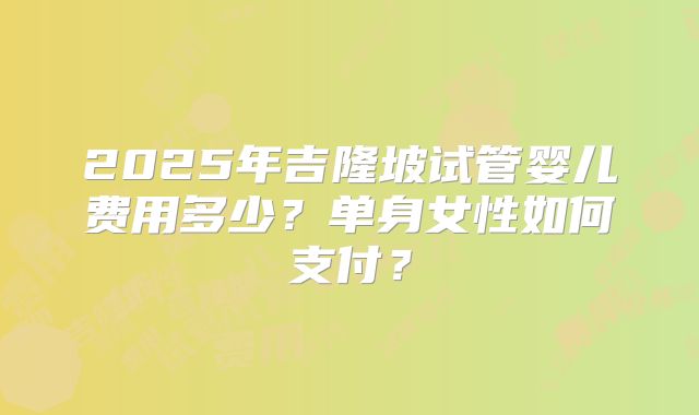 2025年吉隆坡试管婴儿费用多少?单身女性如何支付?