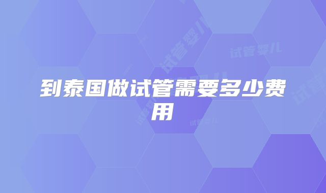 到泰国做试管需要多少费用