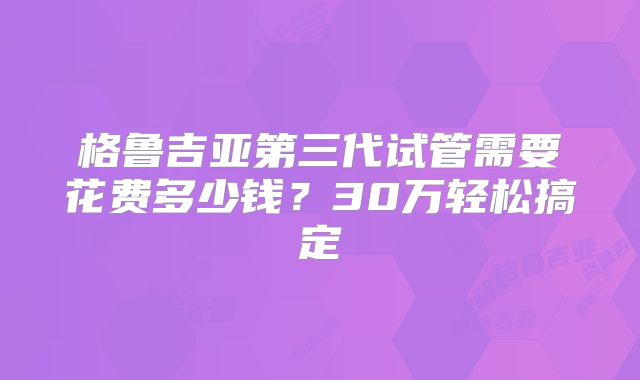 格鲁吉亚第三代试管需要花费多少钱？30万轻松搞定