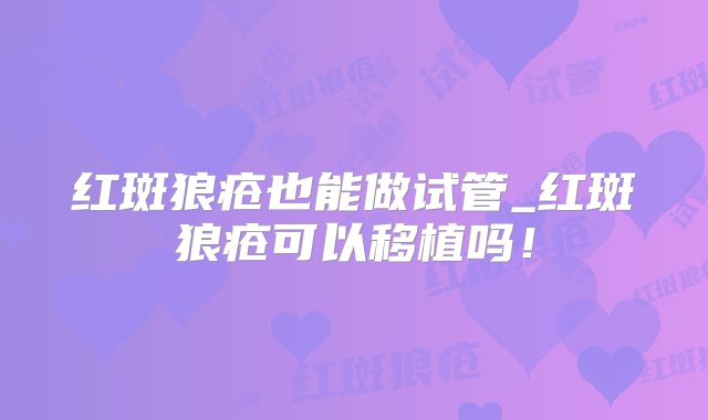 红斑狼疮也能做试管_红斑狼疮可以移植吗!