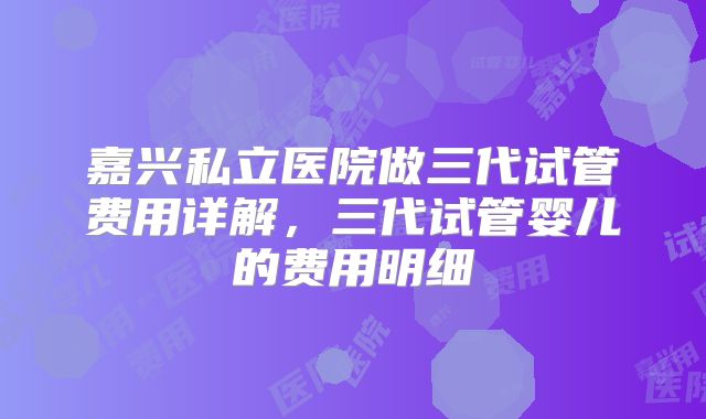 嘉兴私立医院做三代试管费用详解，三代试管婴儿的费用明细