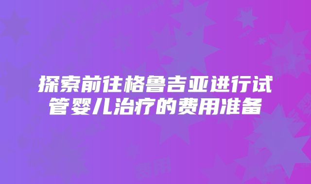 探索前往格鲁吉亚进行试管婴儿治疗的费用准备