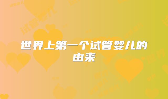 世界上第一个试管婴儿的由来