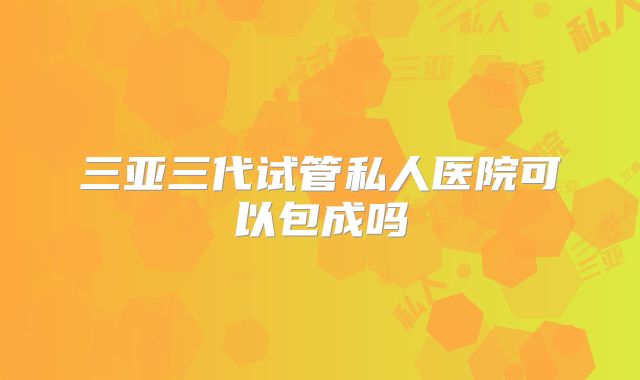 三亚三代试管私人医院可以包成吗