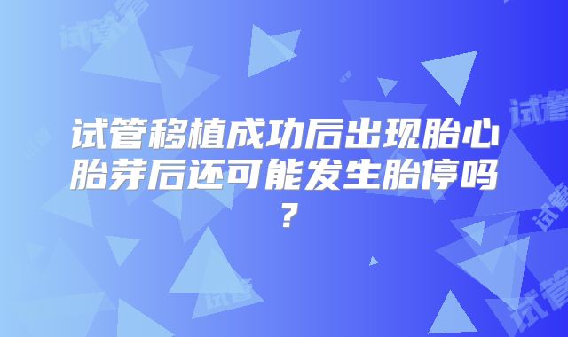 试管移植成功后出现胎心胎芽后还可能发生胎停吗？