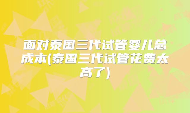 面对泰国三代试管婴儿总成本(泰国三代试管花费太高了)
