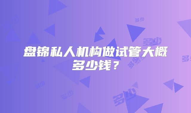 盘锦私人机构做试管大概多少钱？