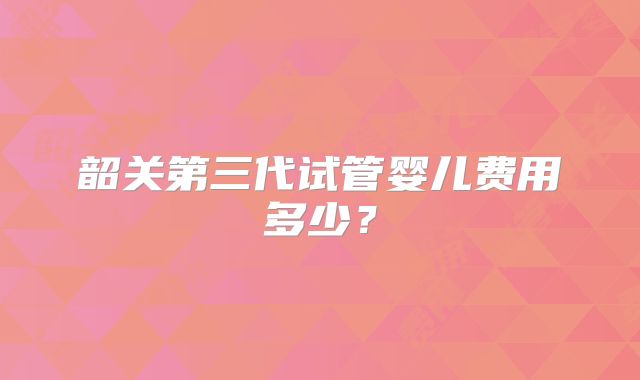 韶关第三代试管婴儿费用多少？