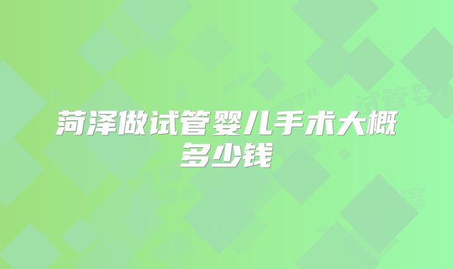 菏泽做试管婴儿手术大概多少钱