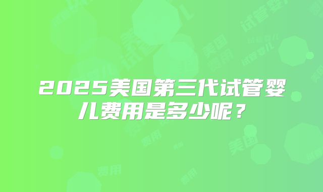2025美国第三代试管婴儿费用是多少呢？
