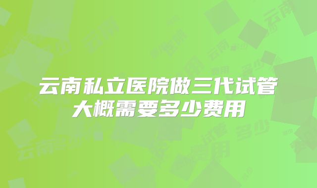 云南私立医院做三代试管大概需要多少费用