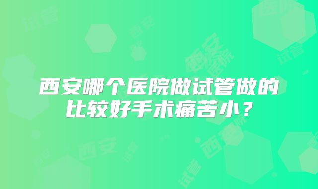 西安哪个医院做试管做的比较好手术痛苦小？
