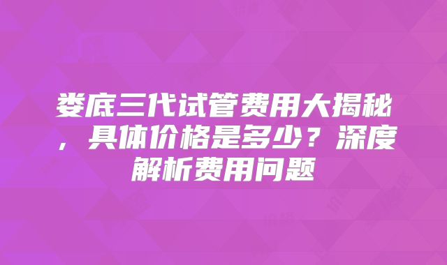 娄底三代试管费用大揭秘，具体价格是多少？深度解析费用问题