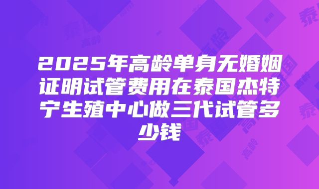 2025年高龄单身无婚姻证明试管费用在泰国杰特宁生殖中心做三代试管多少钱
