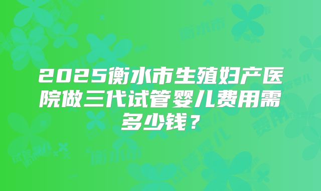 2025衡水市生殖妇产医院做三代试管婴儿费用需多少钱？