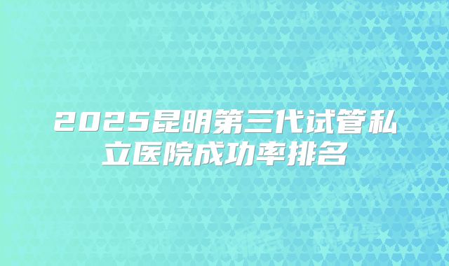 2025昆明第三代试管私立医院成功率排名