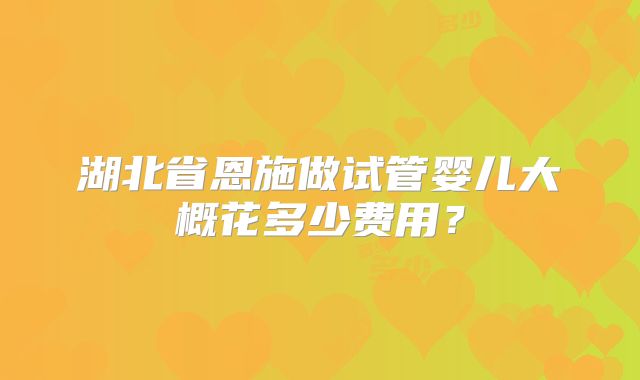 湖北省恩施做试管婴儿大概花多少费用？