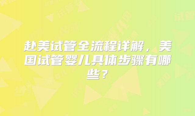 赴美试管全流程详解，美国试管婴儿具体步骤有哪些？