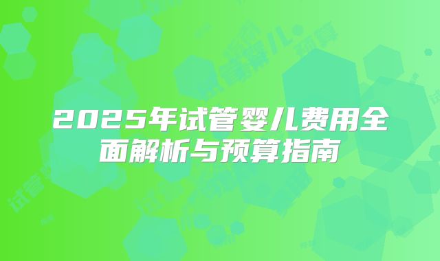 2025年试管婴儿费用全面解析与预算指南