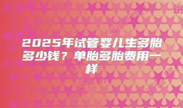 2025年试管婴儿生多胎多少钱？单胎多胎费用一样
