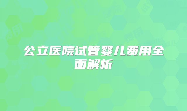 公立医院试管婴儿费用全面解析