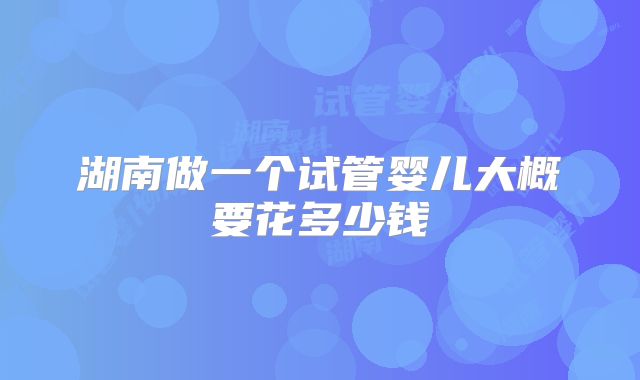 湖南做一个试管婴儿大概要花多少钱