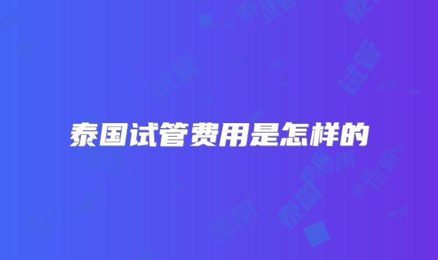 泰国试管费用是怎样的