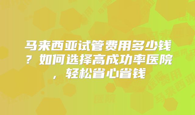 马来西亚试管费用多少钱？如何选择高成功率医院，轻松省心省钱