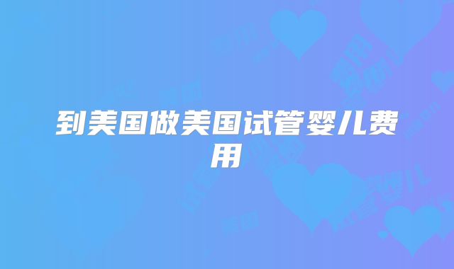 到美国做美国试管婴儿费用