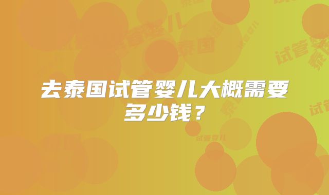 去泰国试管婴儿大概需要多少钱？