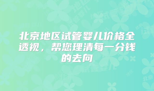 北京地区试管婴儿价格全透视,帮您理清每一分钱的去向