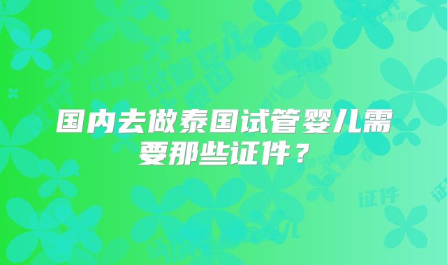 国内去做泰国试管婴儿需要那些证件？