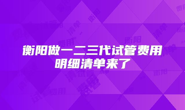 衡阳做一二三代试管费用明细清单来了