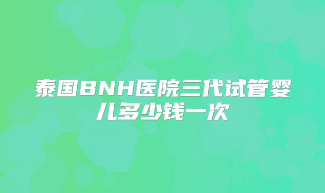 泰国BNH医院三代试管婴儿多少钱一次