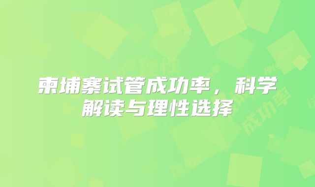 柬埔寨试管成功率，科学解读与理性选择