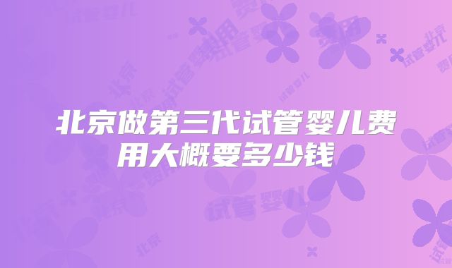 北京做第三代试管婴儿费用大概要多少钱