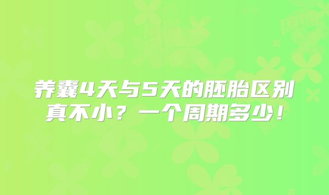 养囊4天与5天的胚胎区别真不小？一个周期多少！