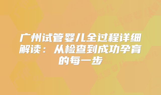 广州试管婴儿全过程详细解读：从检查到成功孕育的每一步