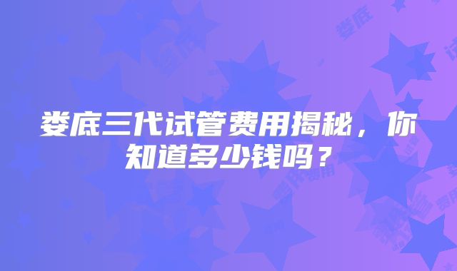 娄底三代试管费用揭秘,你知道多少钱吗?