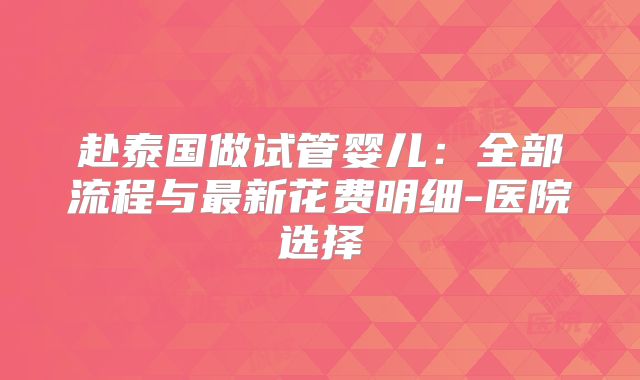 赴泰国做试管婴儿：全部流程与最新花费明细-医院选择