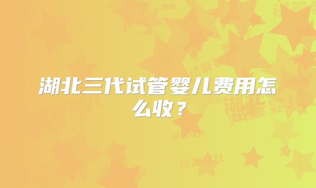 湖北三代试管婴儿费用怎么收？