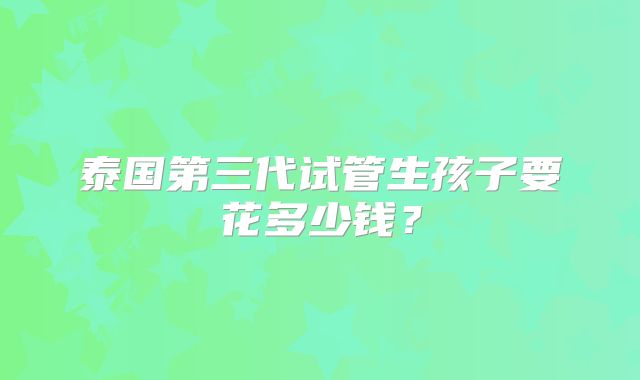 泰国第三代试管生孩子要花多少钱？