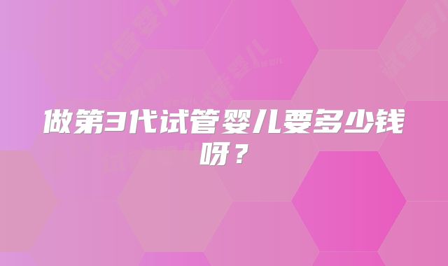 做第3代试管婴儿要多少钱呀?