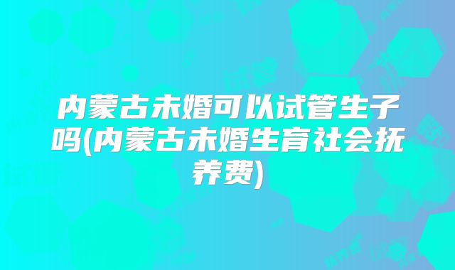 内蒙古未婚可以试管生子吗(内蒙古未婚生育社会抚养费)