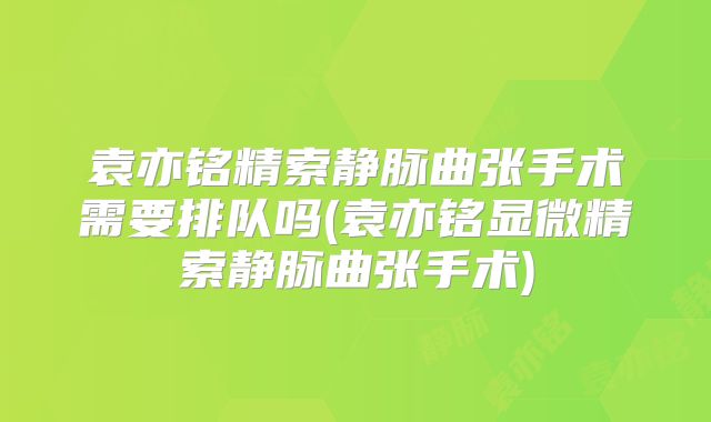 袁亦铭精索静脉曲张手术需要排队吗(袁亦铭显微精索静脉曲张手术)