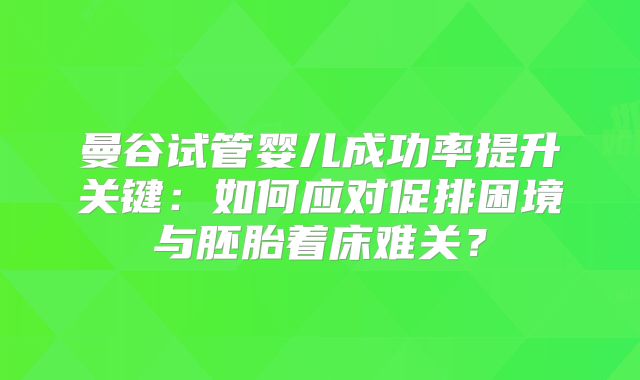 曼谷试管婴儿成功率提升关键：如何应对促排困境与胚胎着床难关？