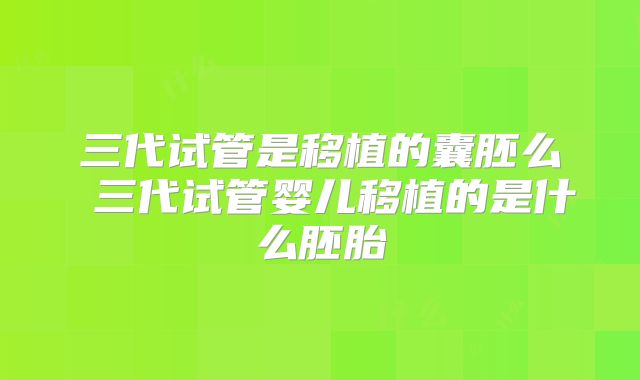 三代试管是移植的囊胚么 三代试管婴儿移植的是什么胚胎