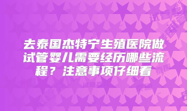 去泰国杰特宁生殖医院做试管婴儿需要经历哪些流程?注意事项仔细看