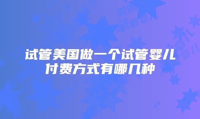 试管美国做一个试管婴儿付费方式有哪几种