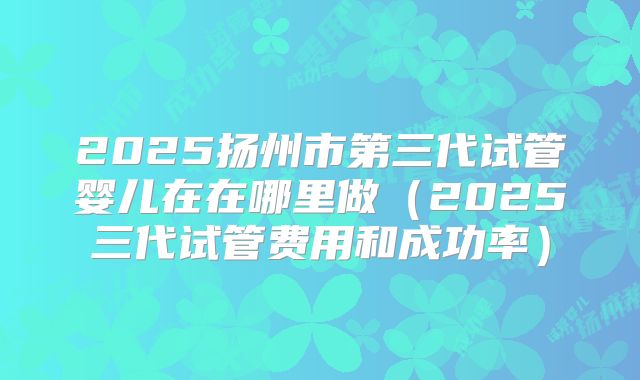 2025扬州市第三代试管婴儿在在哪里做(2025三代试管费用和成功率)